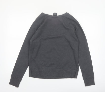 Reebok Women Grey Pullover Sweatshirt Small Graphic Print