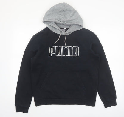 Puma Womens Black & Grey Pullover Hoodie Small Cotton Blend Casual