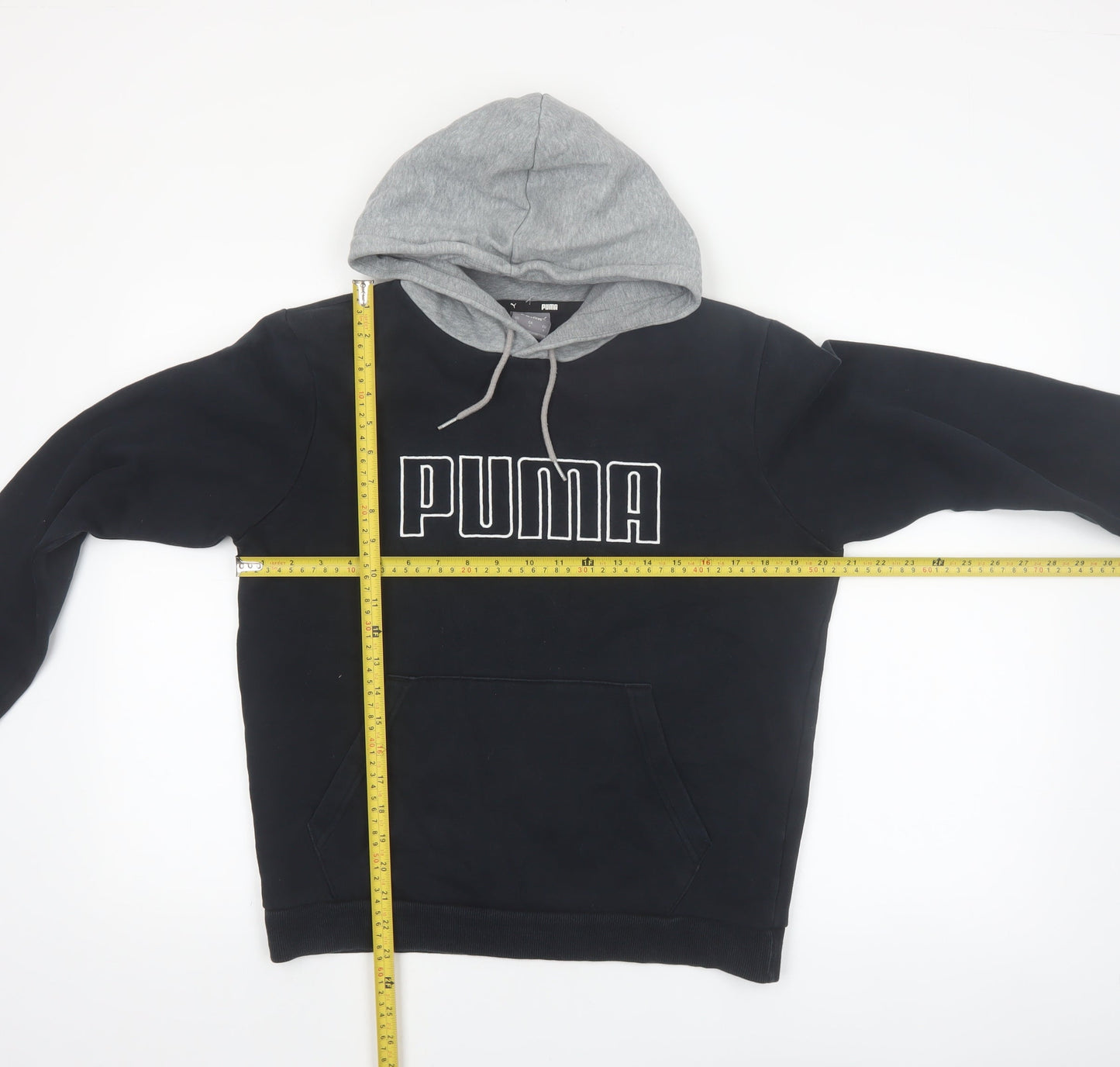 Puma Womens Black & Grey Pullover Hoodie Small Cotton Blend Casual