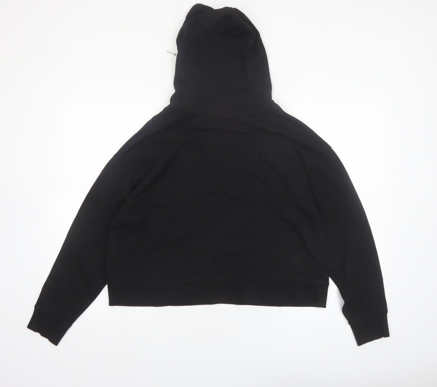 Reebok Womens Black Pullover Hoodie L Cotton Blend Logo Hooded Sweatshirt
