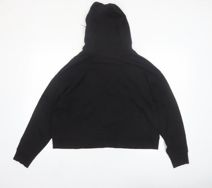 Reebok Womens Black Pullover Hoodie L Cotton Blend Logo Hooded Sweatshirt