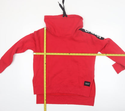 Calvin Klein Women’s Red Pullover Hoodie XS Cotton Blend