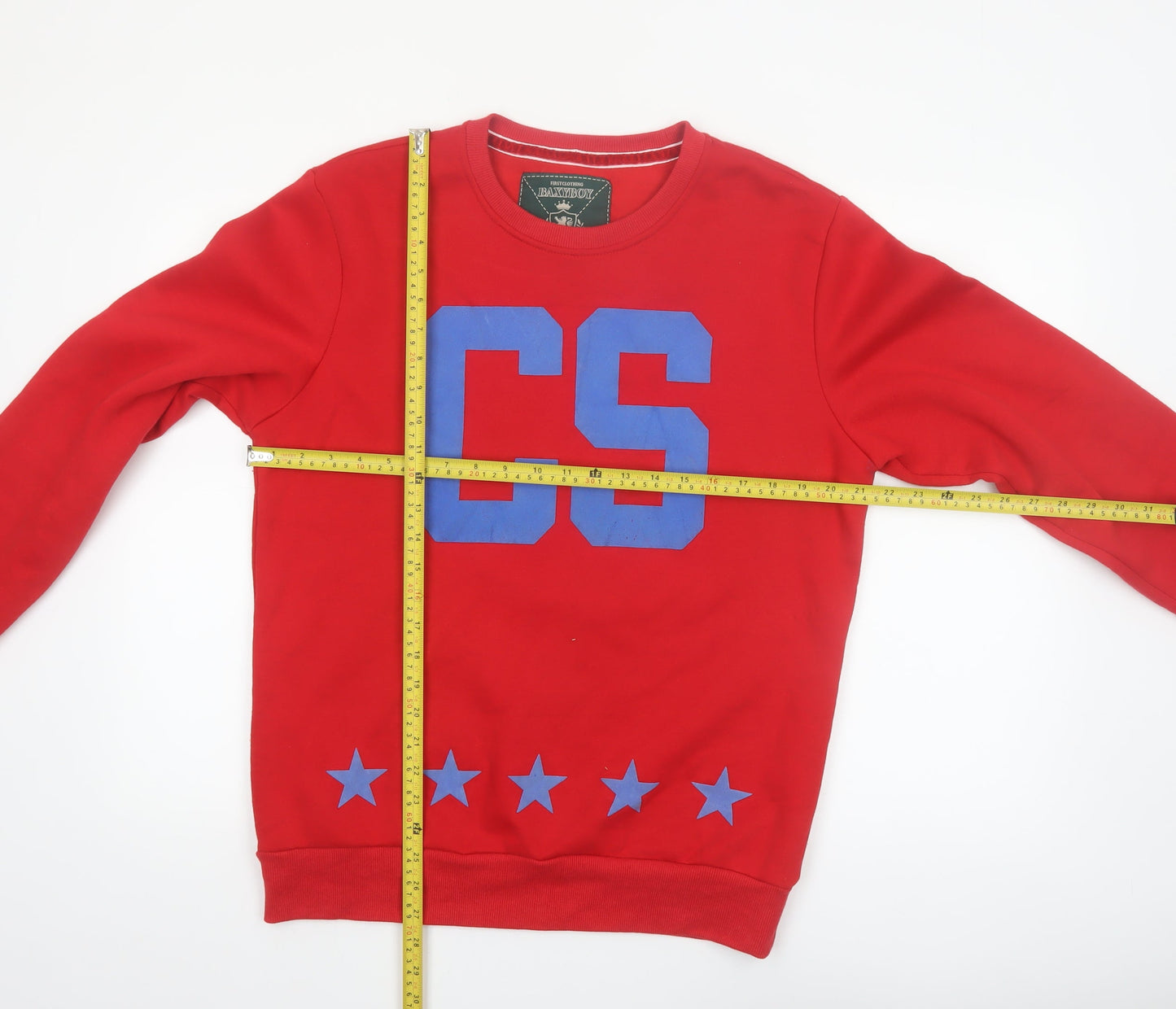 BaxyBoy Mens Red XL Pullover Sweatshirt Graphic Print Crew Neck