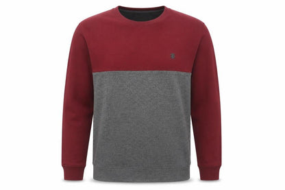 IZOD Mens Grey Burgundy Crew Neck Pullover Sweatshirt L Stretch