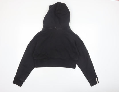Adidas Women's Black Crop Pullover Hoodie UK 6 XS Cotton Blend