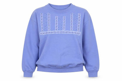 Jerzees Women Blue Embroidered Pullover Sweatshirt Size M