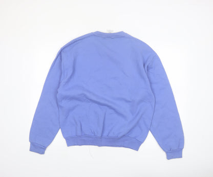 Jerzees Women Blue Embroidered Pullover Sweatshirt Size M