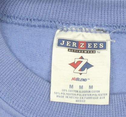 Jerzees Women Blue Embroidered Pullover Sweatshirt Size M
