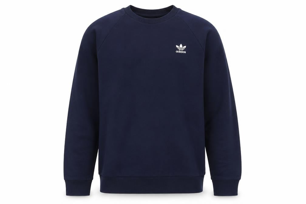 Adidas Mens Blue Small Crew Neck Pullover Sweatshirt
