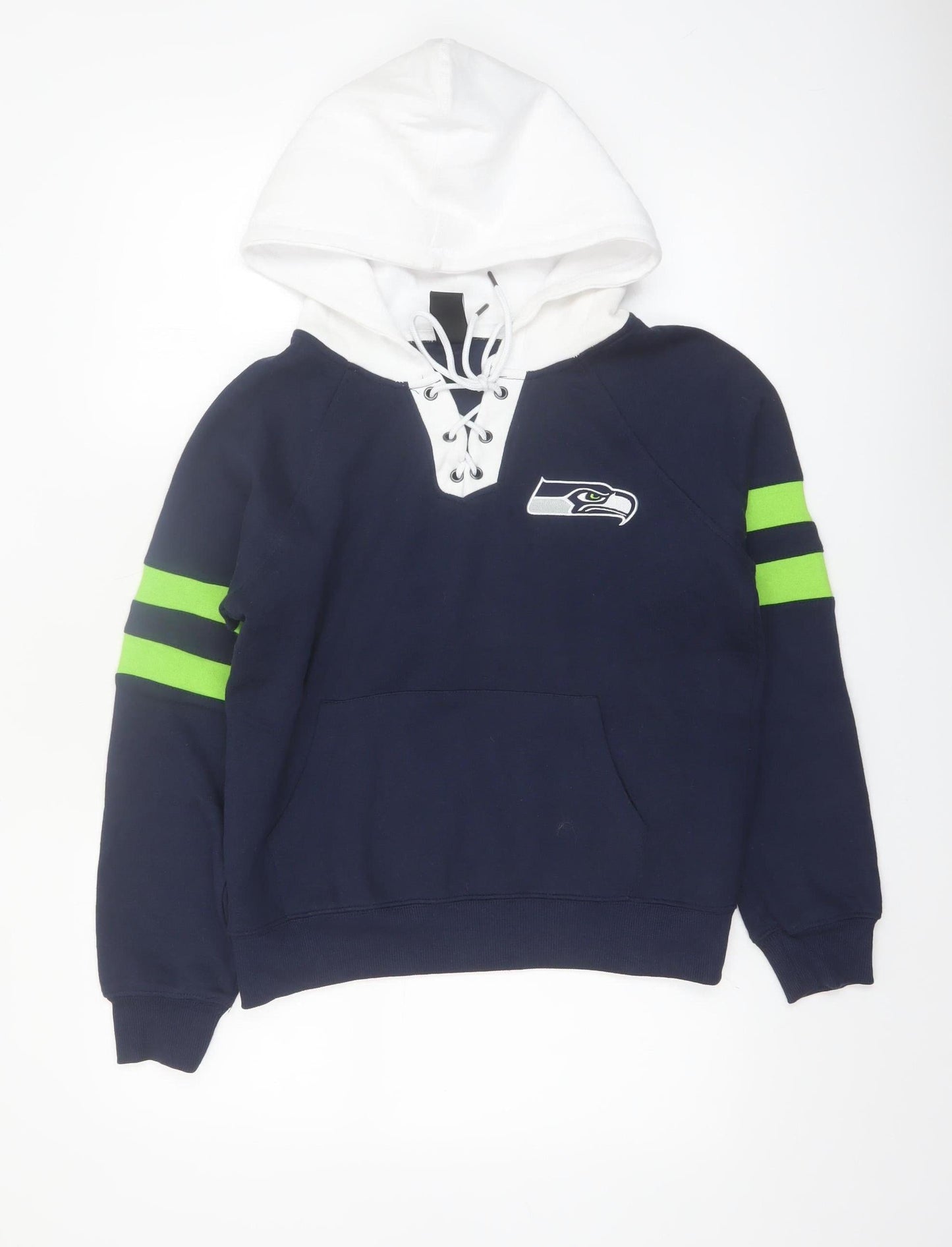 NFL Team Apparel Women's Navy Seahawks Lace-Up Hoodie Size S
