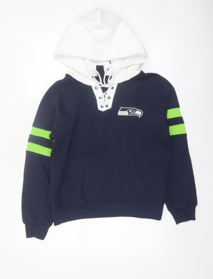 NFL Team Apparel Women's Navy Seahawks Lace-Up Hoodie Size S