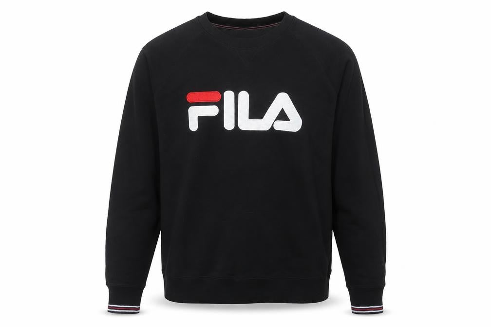 Fila Men's Black Crew Neck Logo Pullover Sweatshirt Size M