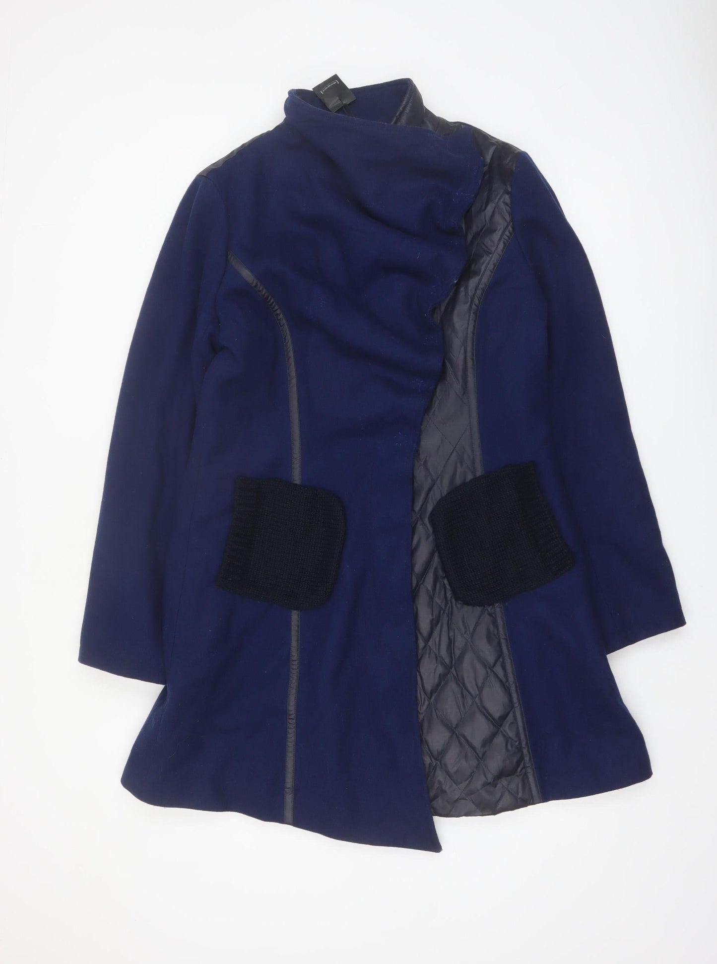 St-Martins Women’s Blue Wool Blend Mid-Length Coat Size 14