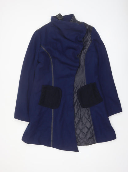 St-Martins Women’s Blue Wool Blend Mid-Length Coat Size 14