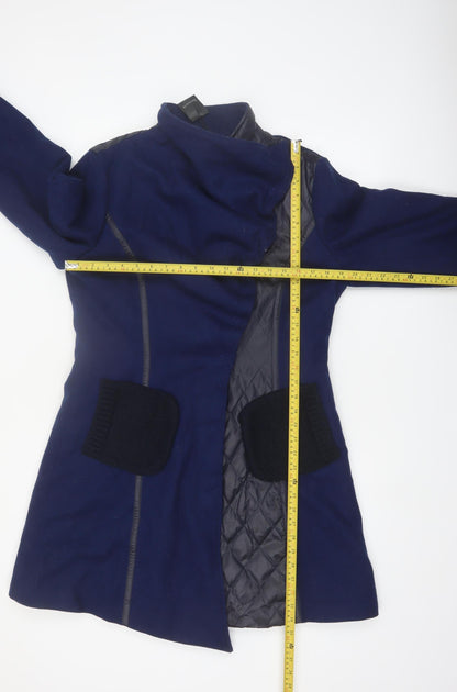 St-Martins Women’s Blue Wool Blend Mid-Length Coat Size 14