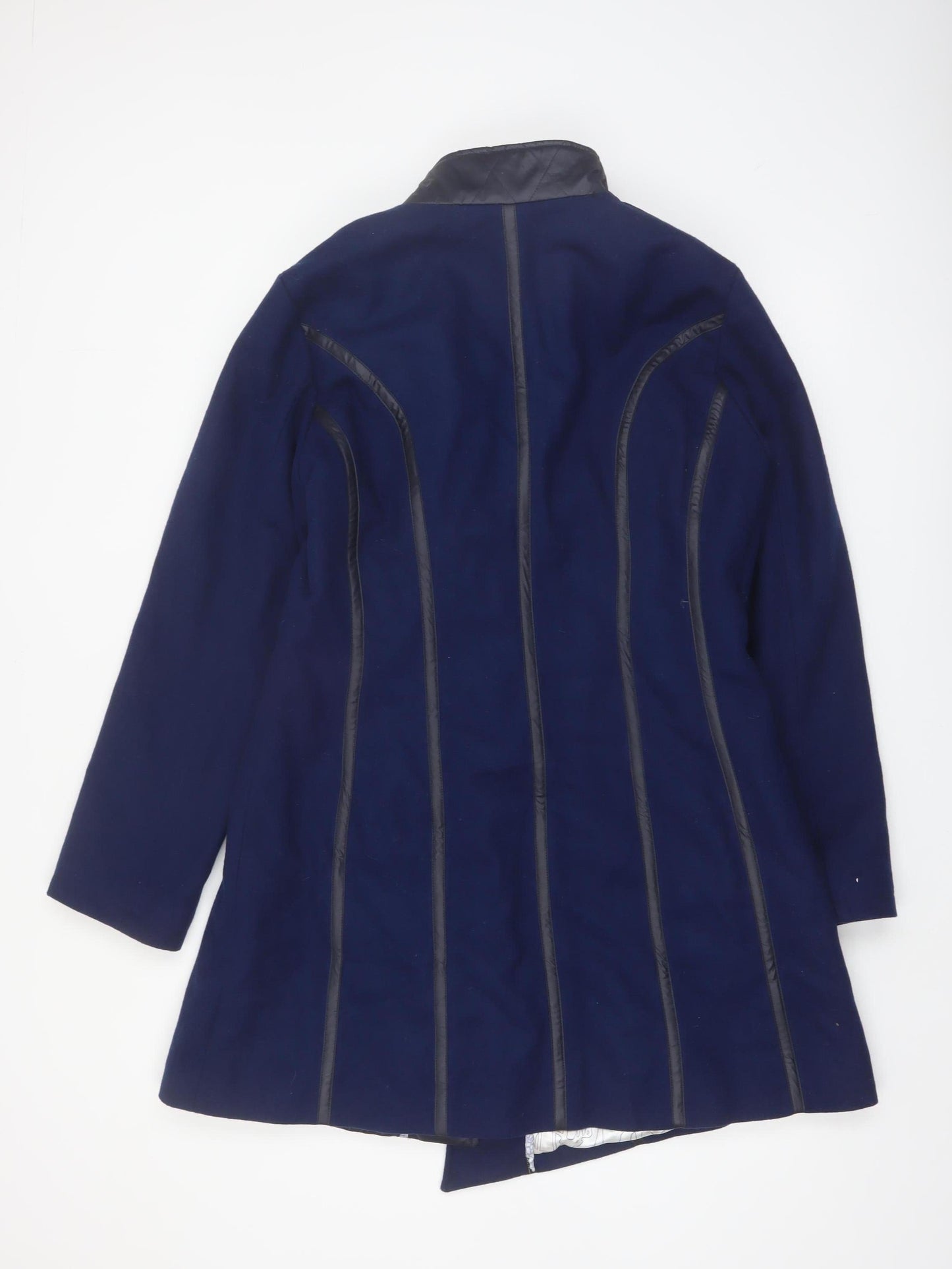 St-Martins Women’s Blue Wool Blend Mid-Length Coat Size 14