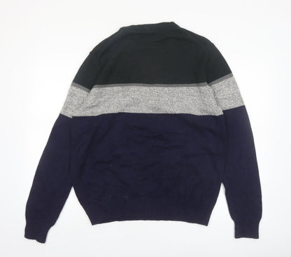IZOD Men's Multicoloured Cotton Crew Neck Pullover Jumper L