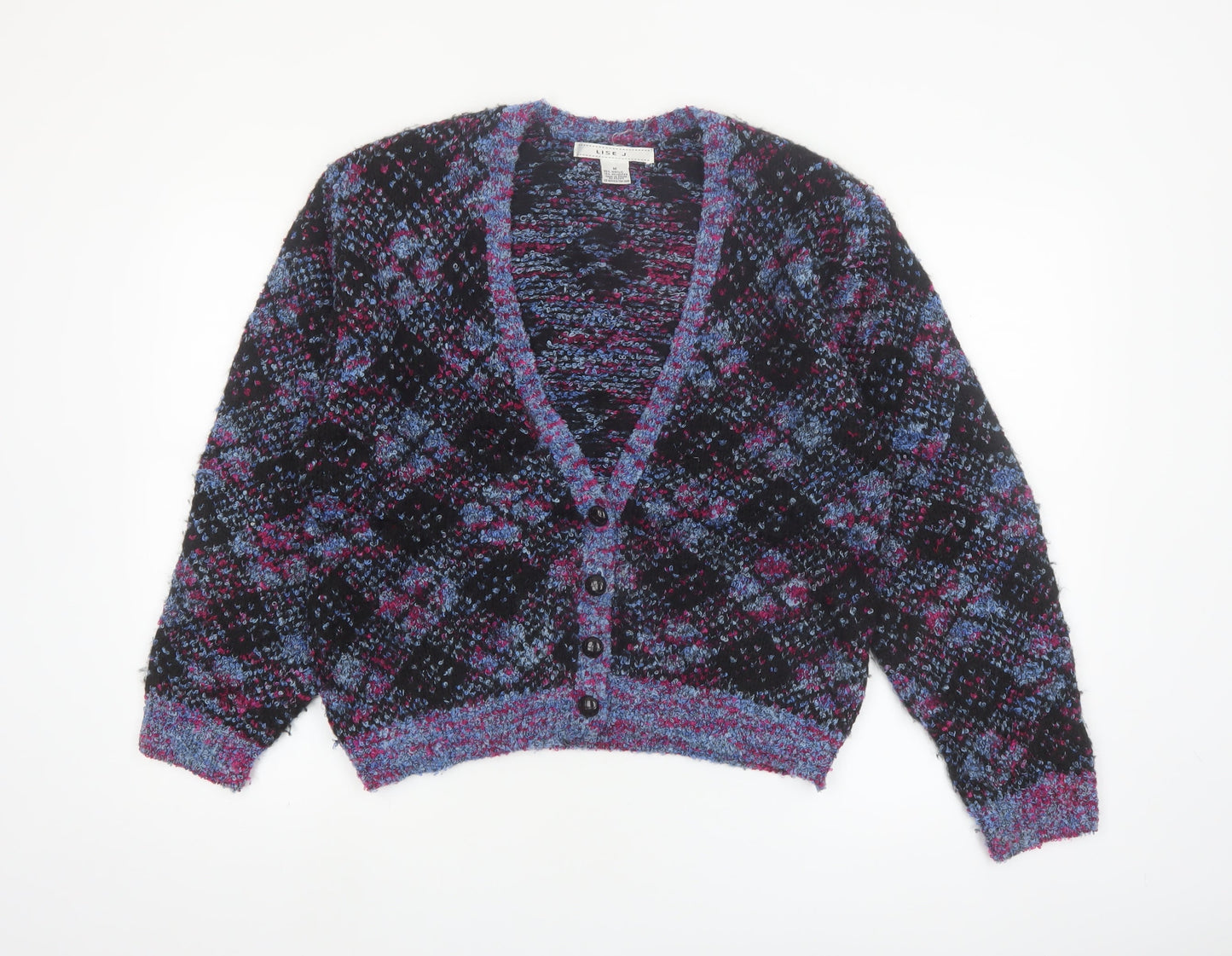 Lise J. Women's Multicoloured Chunky Knit V-Neck Cardigan M
