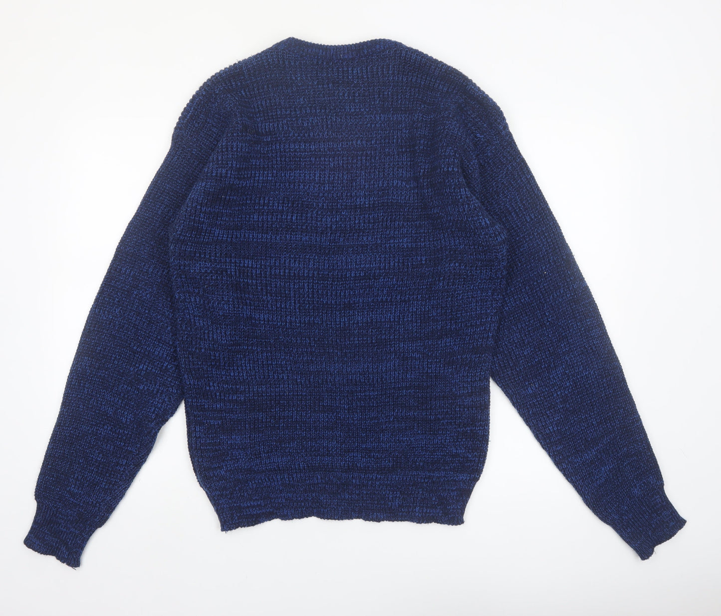 Wrangler Men Blue Chunky Knit Acrylic Crew Neck Jumper Large