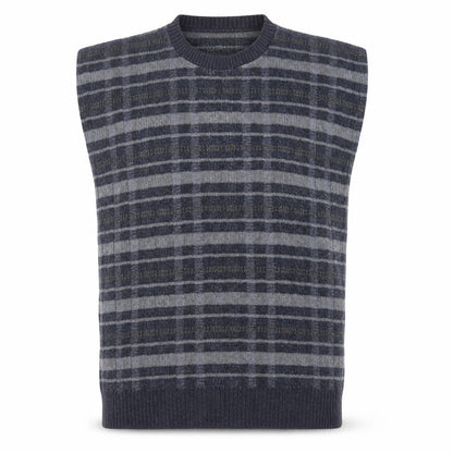 Liberty Sweaters Men's Grey Check Sleeveless Knit Vest M