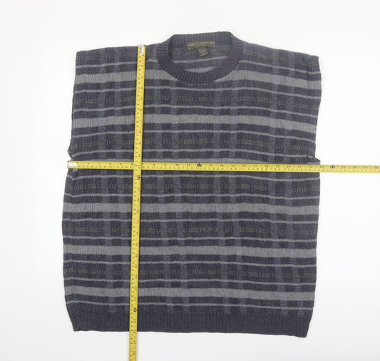 Liberty Sweaters Men's Grey Check Sleeveless Knit Vest M