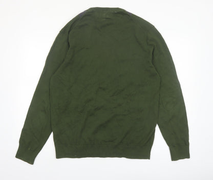 Claiborne Men's Green Argyle Cotton V-Neck Jumper Size L