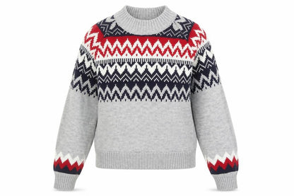 Vintage Womens Grey Fair Isle Wool Knit Jumper XS