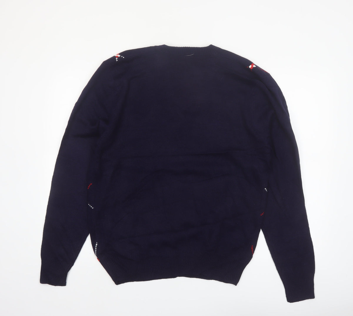 FILA Men's Blue Argyle V-Neck Jumper XL Knit Pullover Sweater