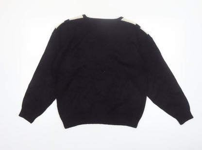 Color Cues Womens Black V-Neck Beaded Angora Blend Jumper Size M
