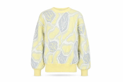Private Club Womens Yellow Geometric Acrylic Pullover Jumper M