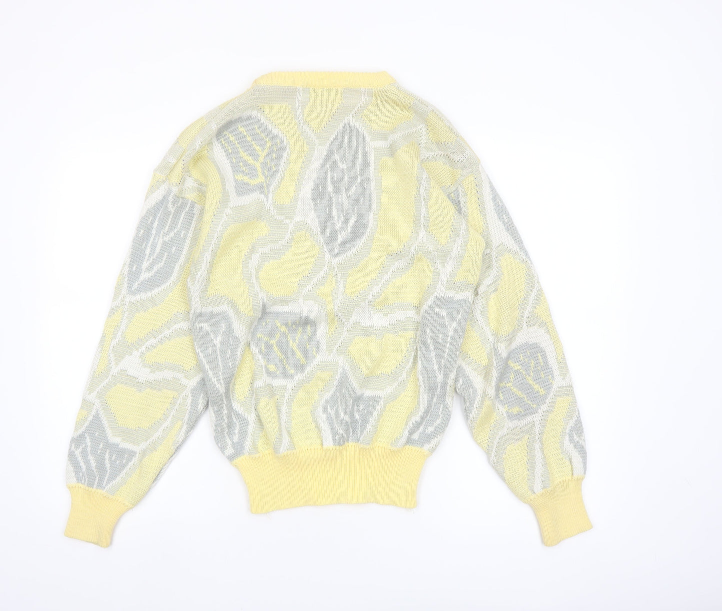 Private Club Womens Yellow Geometric Acrylic Pullover Jumper M