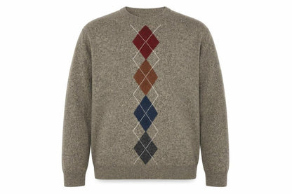 Dockers Men's Beige Argyle Knit Crew Neck Pullover Jumper Size L