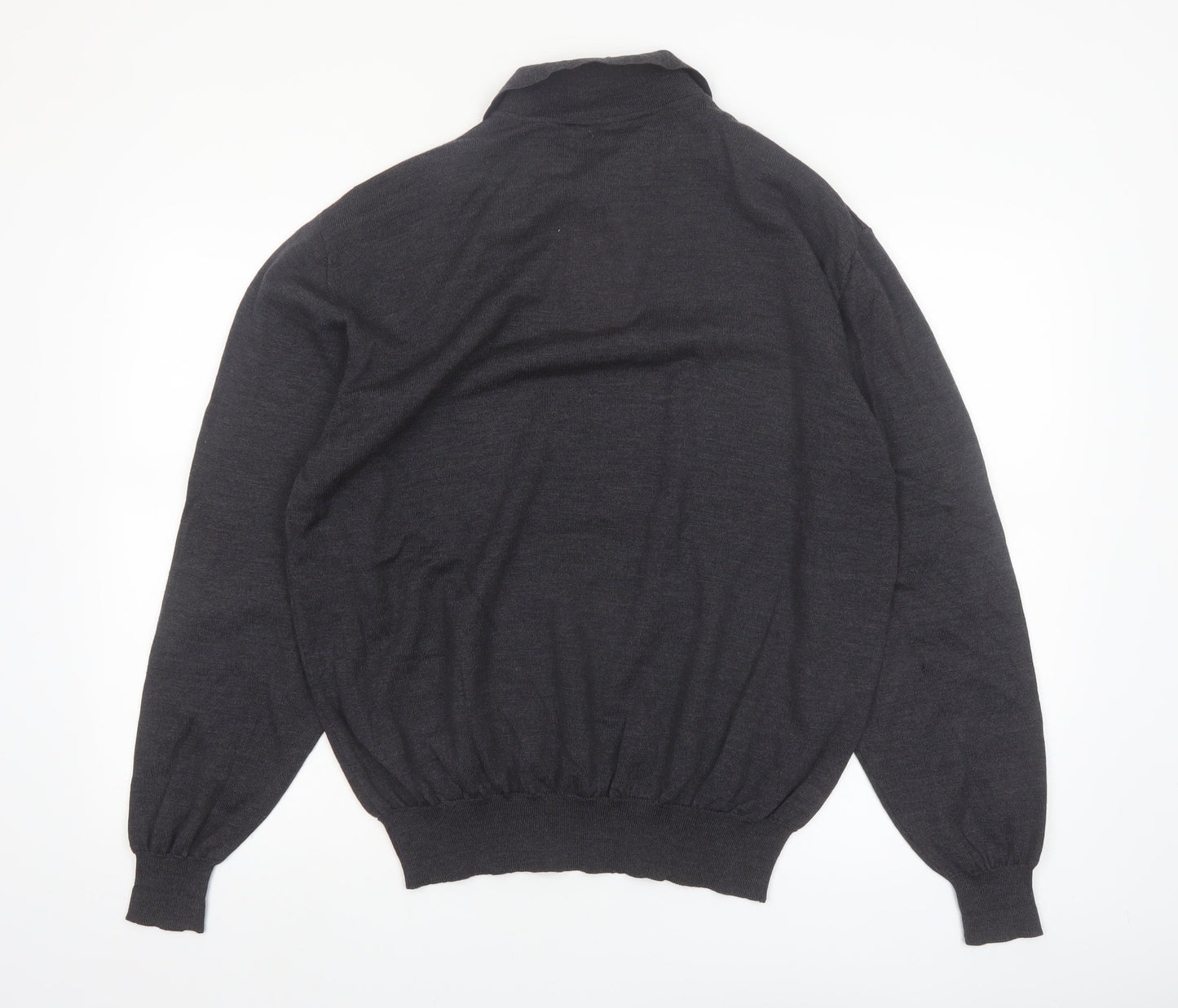 Kirkland Signature Men's Black Merino Wool Collared Henley Jumper XL