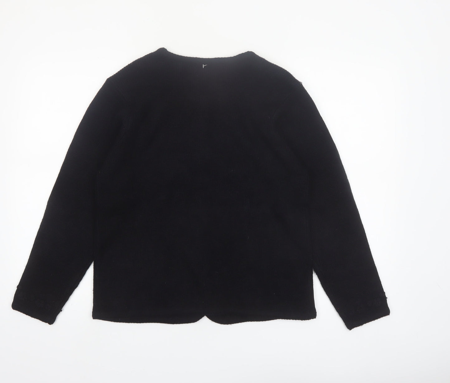 Crystal-Kobe Women's Black Knit Cardigan Small Crew Neck Vintage Style