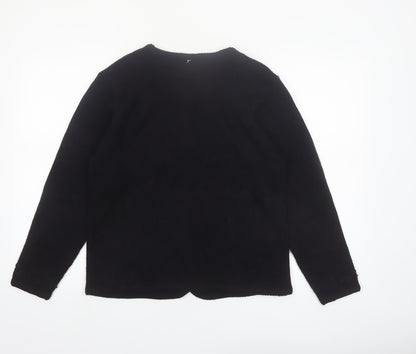 Crystal-Kobe Women's Black Knit Cardigan Small Crew Neck Vintage Style