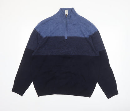 Mens UK Size L DOCKERS Blue 1/2 Zip Jumper