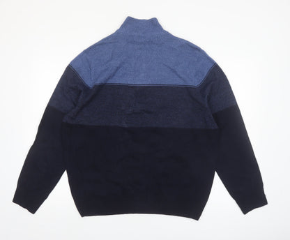 Mens UK Size L DOCKERS Blue 1/2 Zip Jumper