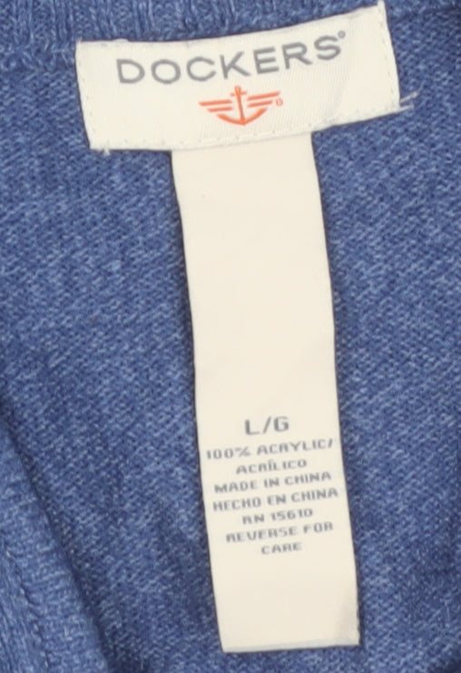 Mens UK Size L DOCKERS Blue 1/2 Zip Jumper