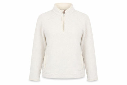 Weird Fish Women Beige 1/4 Zip Pullover Sweatshirt Size 12 Cotton Blend