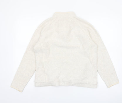 Weird Fish Women Beige 1/4 Zip Pullover Sweatshirt Size 12 Cotton Blend