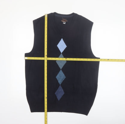 Dockers Men's Blue Argyle Slim Fit V-Neck Sleeveless Vest XL