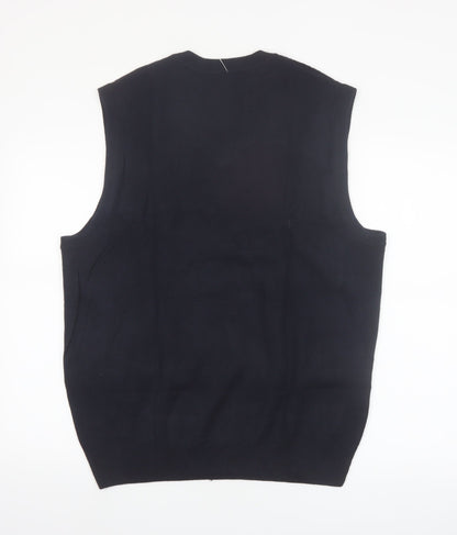 Dockers Men's Blue Argyle Slim Fit V-Neck Sleeveless Vest XL