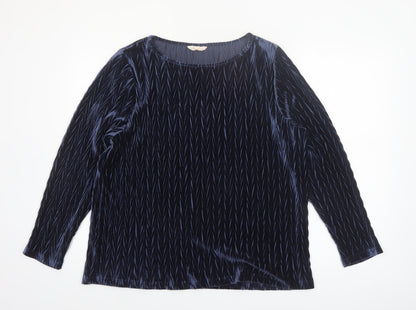 Tu Women’s Blue Velvet Long Sleeve Blouse Size 20