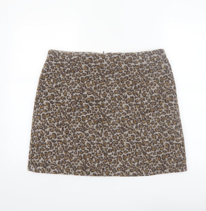 Tu Women Brown Leopard Print Short Pencil Skirt Size 16
