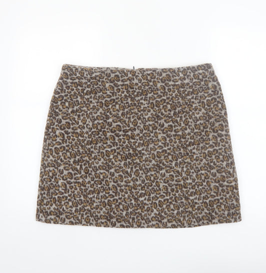 Tu Women Brown Leopard Print Short Pencil Skirt Size 16