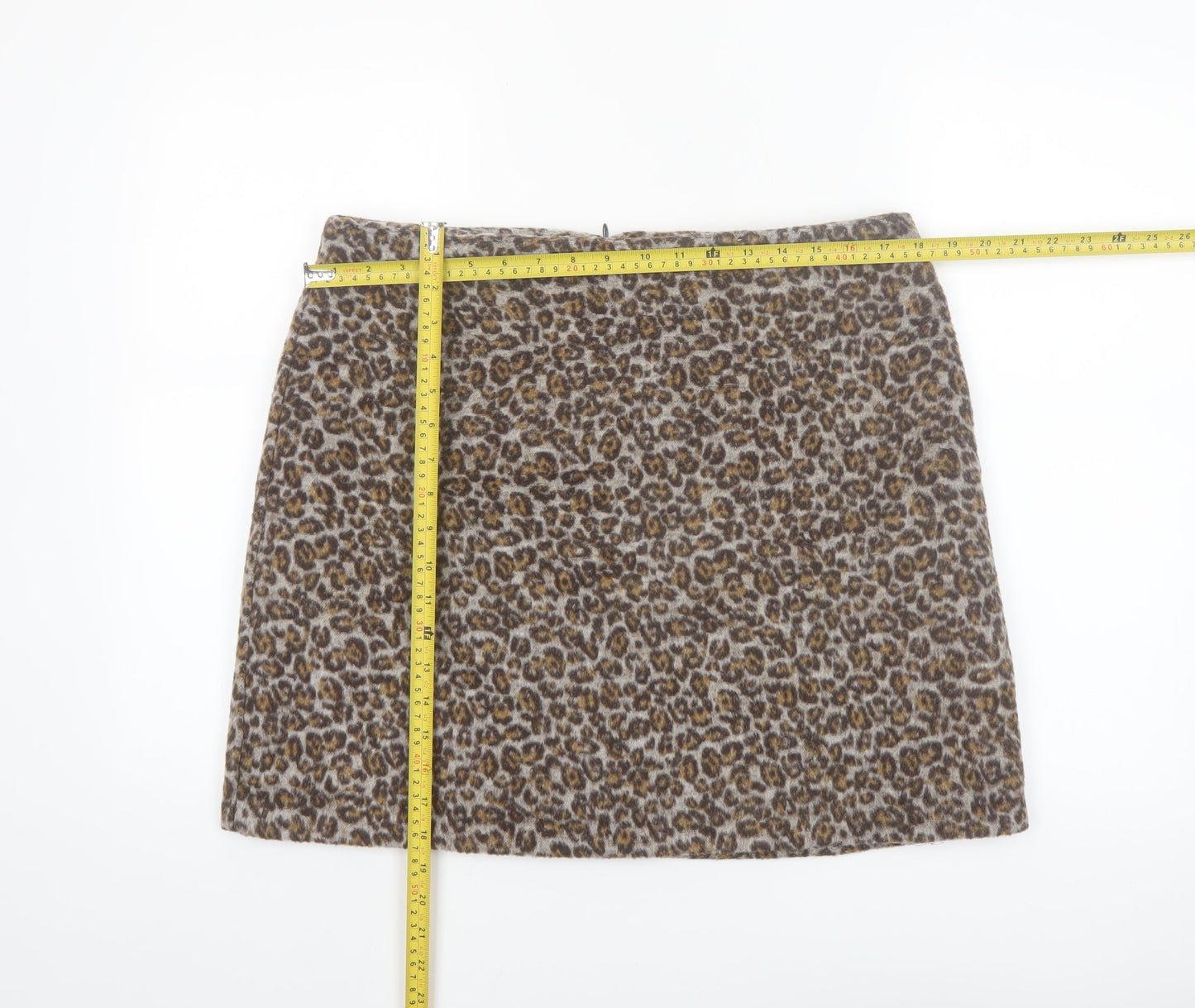 Tu Women Brown Leopard Print Short Pencil Skirt Size 16