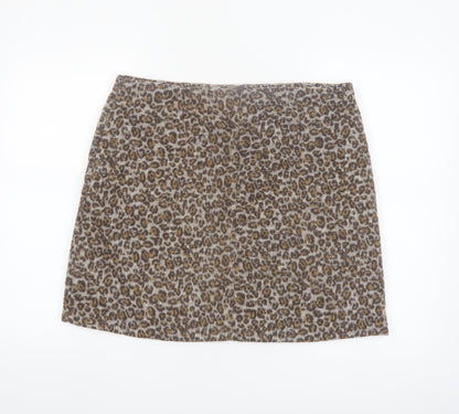 Tu Women Brown Leopard Print Short Pencil Skirt Size 16
