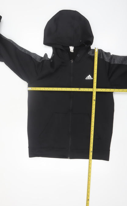 Adidas Men’s Black Full Zip Hoodie Size M Regular Fit Sportswear
