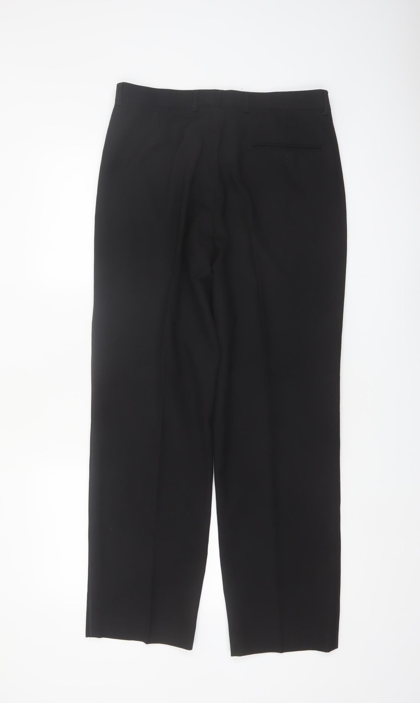 Marks and Spencer Men's Black 32x31 Regular Fit Dress Trousers