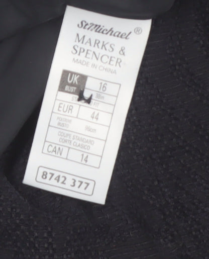 Marks and Spencer Women’s Black Classic Long Sleeve Mid-Length Coat Size 16